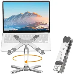 Adjustable Laptop Stand with 360-Degree Rotation - Metal Riser for MacBooks and Notebooks