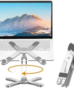 Adjustable Laptop Stand with 360-Degree Rotating Base - Metal Riser for All MacBooks and Notebooks