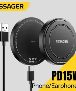 Essager Magnetic 15W Wireless Charger Fast Charging Pad Stand for iPhone 15 14 Airpods USB To Typec Phone Chargers Dock Station