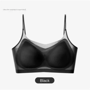 Ultra Thin Ice Silk Wireless Bra with Gathered Padded Cups for Plus Size Women