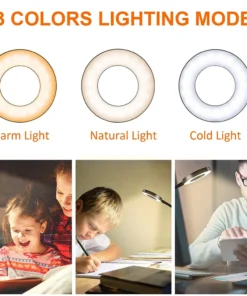 Alternative view of 48 LEDs Clip on Desk Lamp 360°Flexible Gooseneck Reading Table Light Eye-Caring USB Clamp Books Night Light Study Read Light