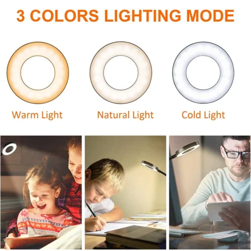 Alternative view of 48 LEDs Clip on Desk Lamp 360°Flexible Gooseneck Reading Table Light Eye-Caring USB Clamp Books Night Light Study Read Light