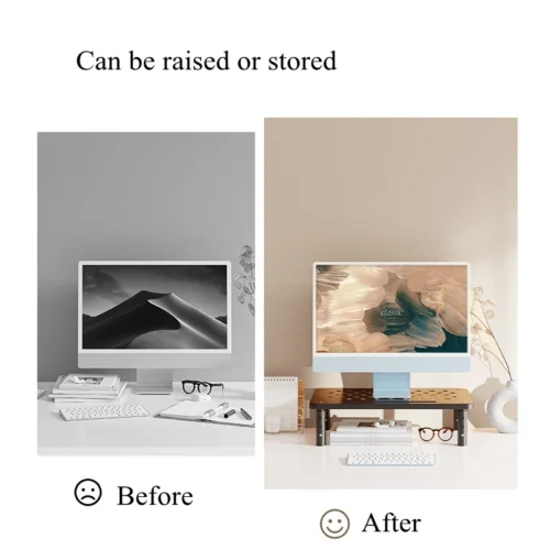 Alternative view of Adjustable computer Rack Telescopic Desk Monitor Holder Elevated PC Screen Stand Reduce Neck Strain Office Storage Supplies