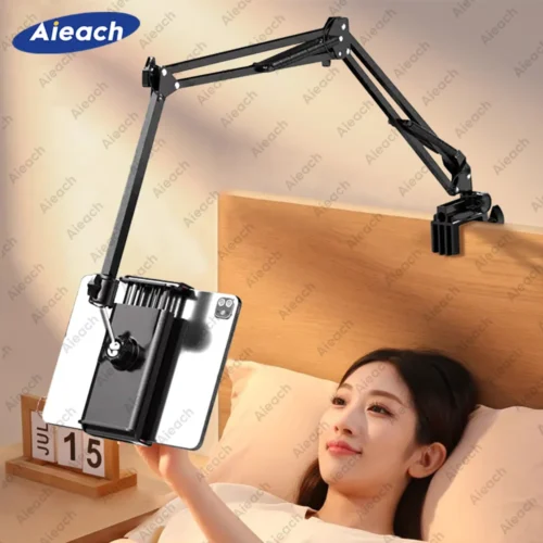 Tablet Holder for Bed with 90cm Metal Arm - 360° Rotating Stand for 4.5-12.9 Inch Devices