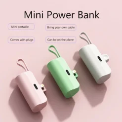 Mini Capsule Power Bank with Built-in Type-C Cable - 10,000mAh Fast Charging for iPhone and Xiaomi Users