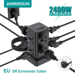 Tower Power Strip with Surge Protection and 2 USB + 2 Type C PD 20W Fast Charging Ports