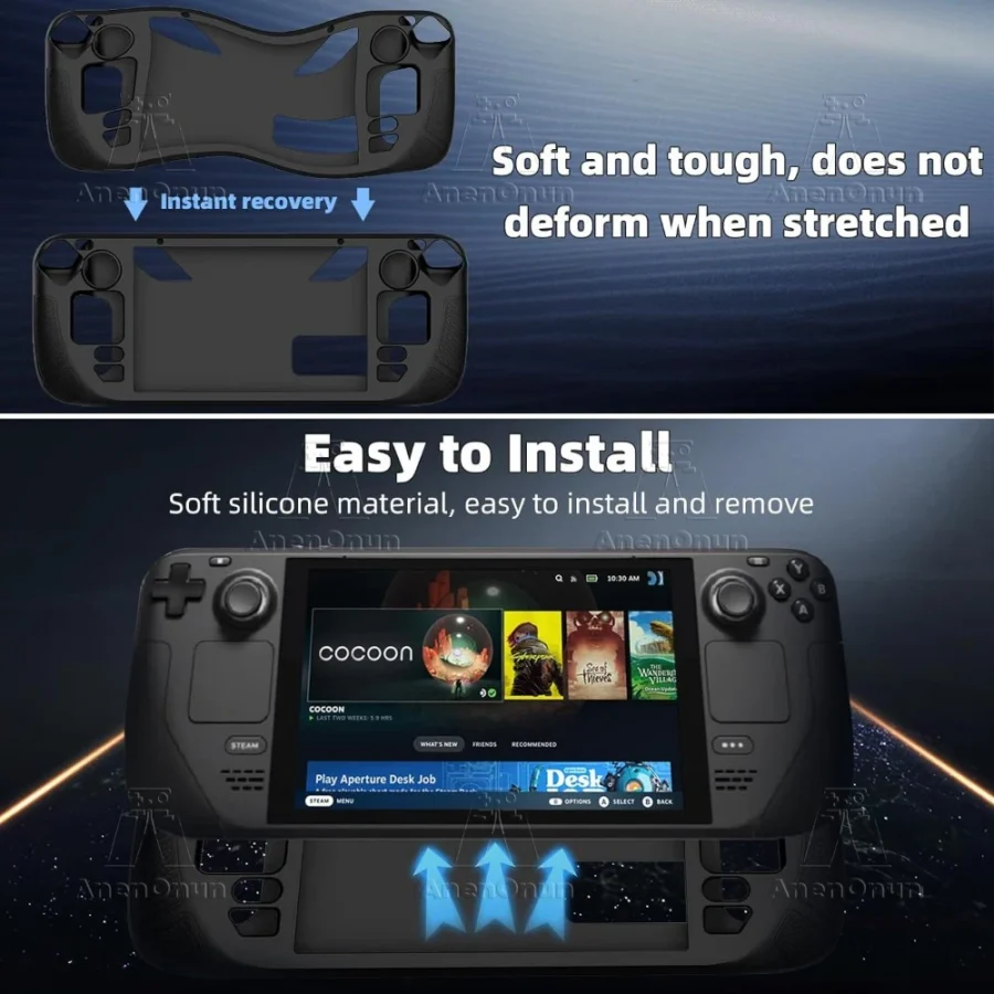 Steam Deck/Steam Deck OLED Full Fit Protective Case w/Folding Stand Base Shockproof Anti-Scratch Non-Slip Silicone Soft Cover - Image 3