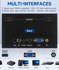 Alternative view of 7-Inch Portable IPS Monitor with HDMI, VGA, and AV Inputs for PC, Laptop, and Camera