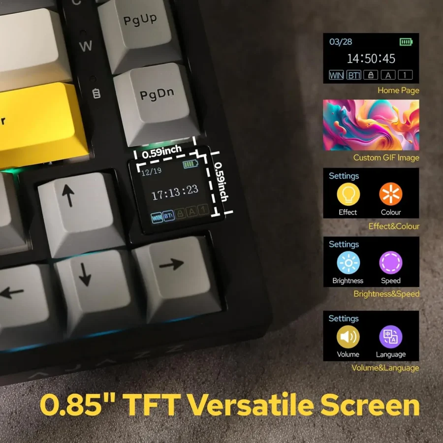 Ajazz AK820/AK820Pro Gaming Mechanical Keyboard Bluetooth 5.1/Wireless/C-Wired Customized Keyboard with Knob Hot Swapping Gasket - Image 3