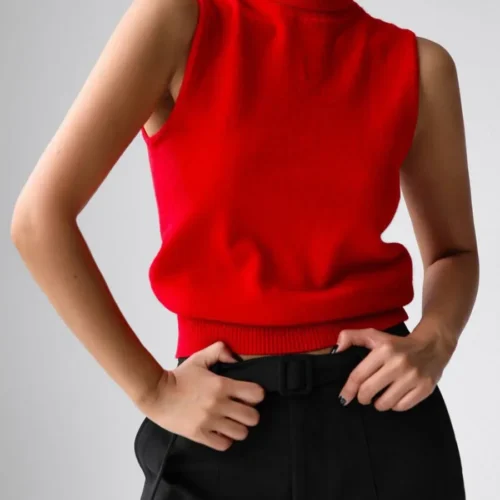 Blubelle Women's New Autumn Winter Knit Sleeveless Turtleneck Tank Top Soft Fabric Trendy Slim Fit Solid Color Fashion Camis