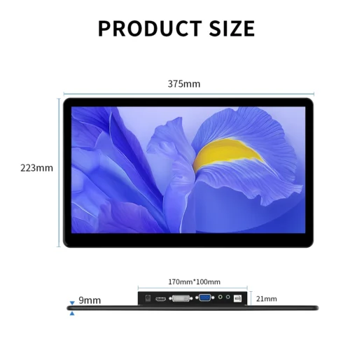 Alternative view of Unew 15.6" Touchscreen Monitor - Full HD IPS Display with HDMI, Type-C, and VGA Ports, VESA Compatible