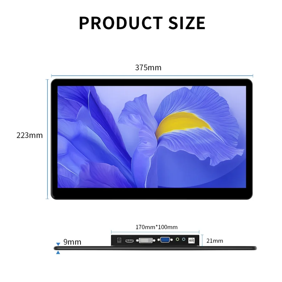 Unew 15.6" Touchscreen Monitor - Full HD IPS Display with HDMI, Type-C, and VGA Ports, VESA Compatible - Image 2
