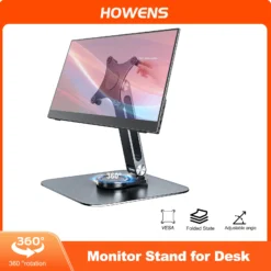 Monitor Stand Support with 360-Degree Rotation, Aluminum Alloy Design, Compatible with VESA 75x75mm and M4 Screws, Max Load 5KG