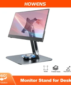 Monitor Stand Support Aluminum Alloy Desktop 360 VESA 75x75mm Suitable for M4 Screws Max Load 5KG Holder