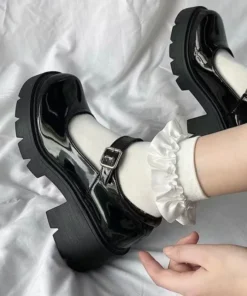 Shoes Women Spring Platform Leather Flats Casual Oxford Loafers Thick Bottom Ladies Wedge Lolita Shoe Mary Jane Women Moccasins