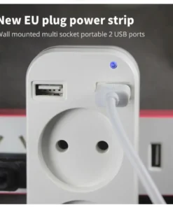 Alternative view of 2025 EU Plug Power Strip Adapter Wall Double AC Socket Portable 2 USB Port for Mobile Phones 1200W 250V For Smartphones Tablets