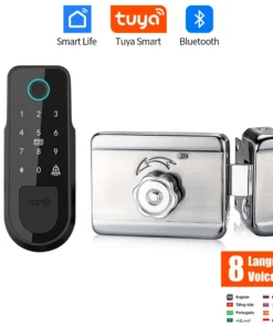 Tuya Bluetooth Fingerprint Smart Door Lock with RFID Card Access - Rim Bolt Lock
