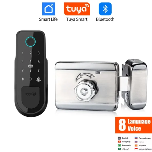 Tuya Bluetooth Fingerprint Smart Door Lock with RFID Card Access - Rim Bolt Lock