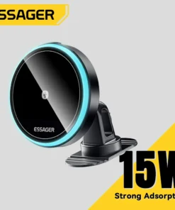 Essager 15W Magnetic Wireless Car Phone Holder Adjustable 360 degrees Car Charger For iPhone15 14 13 Pro Samsung Universal Phone