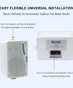 Alternative view of Herdio 3.5" Waterproof 2-Pack Outdoor Wall Speakers - 200W 3-Way Sound System