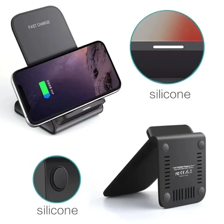 Fast Wireless Charger Stand for Samsung and iPhone - Quick Charging, Compact Design - Image 4