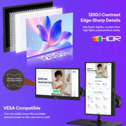 Alternative view of 15.6" FHD Portable Monitor with IPS Panel and USB-C/HDMI Connectivity for Laptops, PCs, and Gaming Consoles