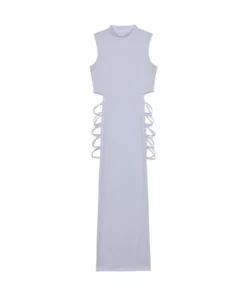 Alternative view of Criss Cross Cut Out Bodycon Dress - Women's Sleeveless Mock Neck Design