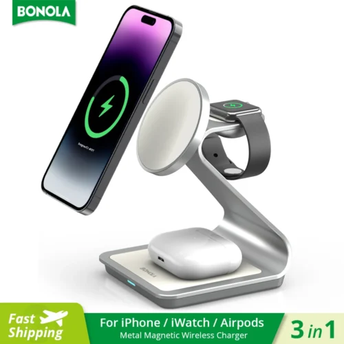 Bonola 30W 3-in-1 Wireless Charger for iPhone, Apple Watch, and AirPods Pro