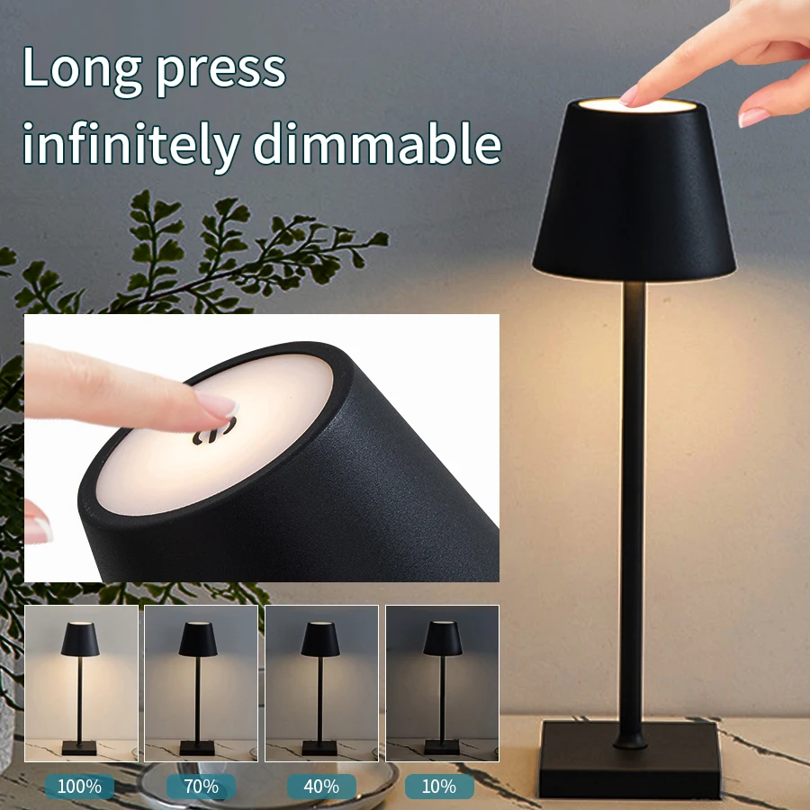 Rechargeable LED Table Lamp Touch Switch 3 Levels Dimmable Desk Lights Bar Club Dinner Creative Decorative Ambient Lighting - Image 3