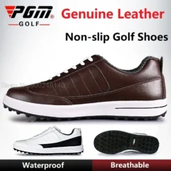 Men's Golf Shoes with Waterproof Genuine Leather and Shockproof Design, Sizes 39-46