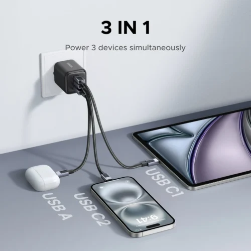 Alternative view of 【EU Plug】UGREEN 45W/30W/25W/20W GaN Charger PD3.0 PPS QC3.0 USB C Fast Charger For iPhone 17 16 15 ProMax Samsung S25 iPad Air