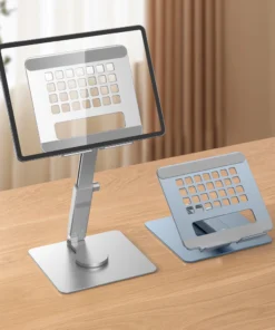 Aluminum Adjustable Tablet Stand – Folding Rotating Holder for iPad Pro and Air – Ideal for Home and Office Use