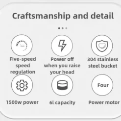 Alternative view of 1500W Multifunctional Stand Mixer with Electric Dough Blender for Home Use, 220V