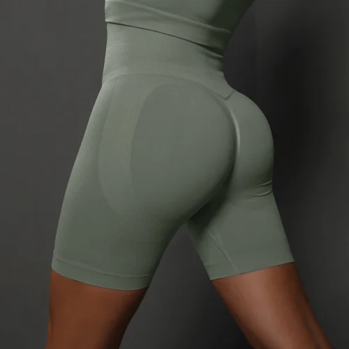 High-Waist Seamless Yoga Shorts for Women - Push Up Fitness and Cycling Gym Shorts