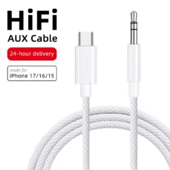 AUX Audio Cable with Type C USB Connector for Headphones and Speakers, Compatible with iPhone and Samsung Galaxy