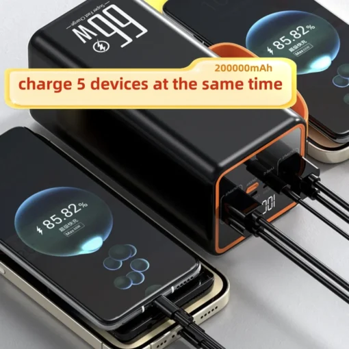 High-Capacity Power Bank with 66W Fast Charger, 200,000mAh, Waterproof for Mobile Phones and Laptops - Image 5