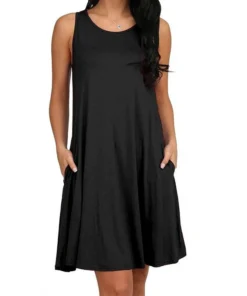 Alternative view of Women's Summer Casual Pleated T-Shirt Dress with Pockets