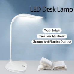 LED Desk Lamp with Touch Dimming and USB Charging for Comfortable Reading