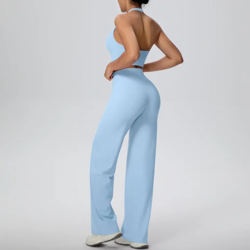 Backless Yoga Set with Breathable Fabric - Lightweight Pants for Women - Image 3