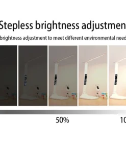 Alternative view of Folding Table Lamp USB Reading Touch Dimmable Eye Protection With Alarm Clock Thermometer LED Desk Lamp USB Charge Night Light