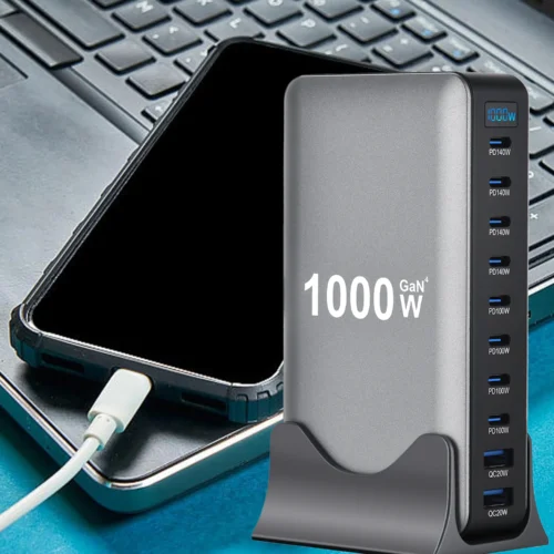 Alternative view of 1000W GaN Fast Charging Station for iPhone Samsung For Xiaomi Huawei 10-Port Fast Desktop Charger PD3.1 USB Type C Dropshipping