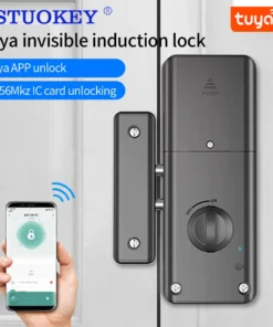 Smart Tuya Bluetooth Indoor Invisible Lock for Wooden Doors – 13.56 IC Card Support with Wi-Fi Gateway