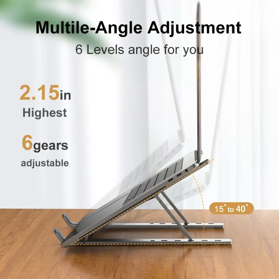 Aluminum Laptop Stand - Adjustable, Portable Cooling Bracket for MacBook and Lenovo - Image 4