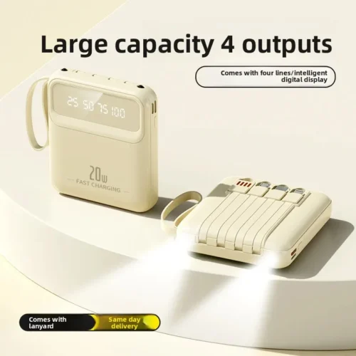 Alternative view of Xiaomi 20000mAh Power Bank with Built-in Cable - External Battery Charger for iPhone, Samsung, and iPad