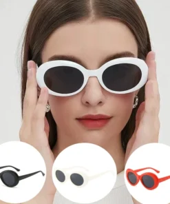 2025 Goggle Glasses Oval Sunglasses Ladies Trendy Hot Vintage Retro Sunglasses Women's White Black Eyewear UV