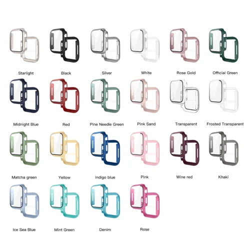 Alternative view of Tempered Glass+Cover For Apple Watch 11 10 9 8 7 46mm 42mm PC Bumper Screen Protector Case iWatch Series 7 6 5 4 SE3 44 40 45mm