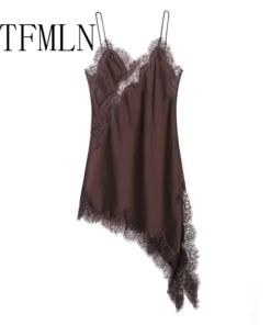 Alternative view of TFMLN Women’s Backless Lace Asymmetrical Mini Dress - Sleeveless Summer Party Wear