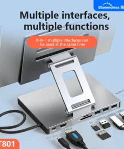 Alternative view of Blueendless Ipad stand Type C Docking Station Aluminum Alloy 4K 60HZ HDMI-Com Multiple Ports Hub PD100W USB3.0 Gigabit Ethernet