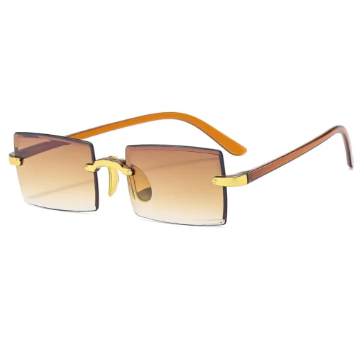 Frameless Sunglasses with Gradient Colour and Cut Edge Design for Ladies - Image 6