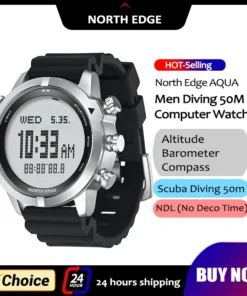 NORTH EDGE Men's Dive Computer Watch – 50M Water-Resistant with Altimeter and Compass